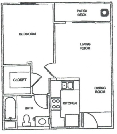 Woodbridge One Bedroom One Bathroom Floor Plan